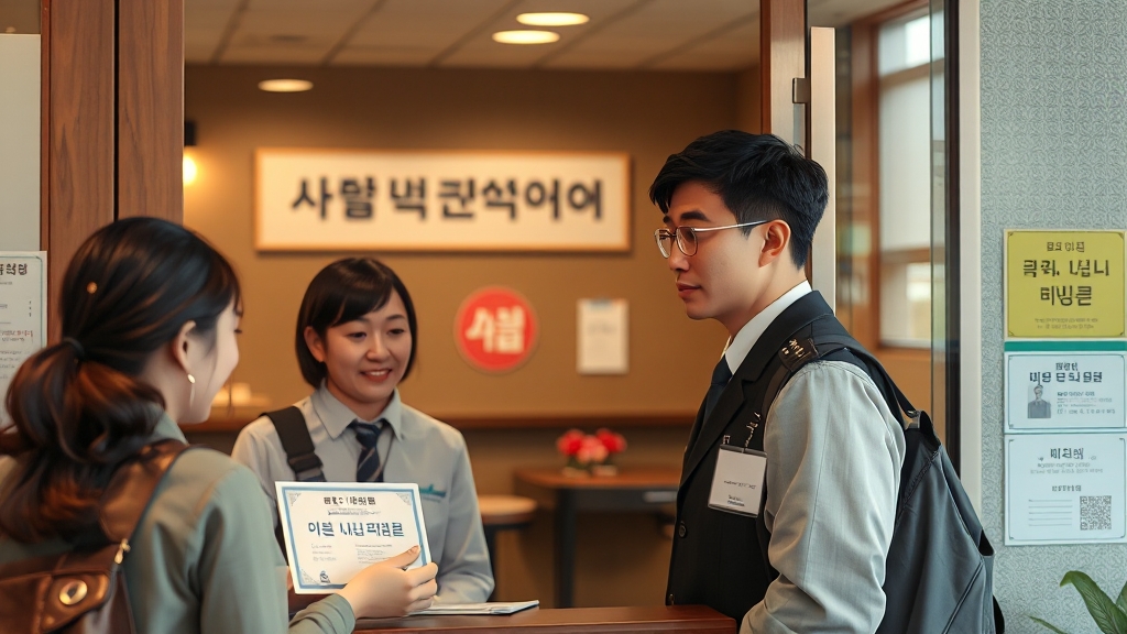 주민센터 방문 발급 방법 (realistic 스타일)