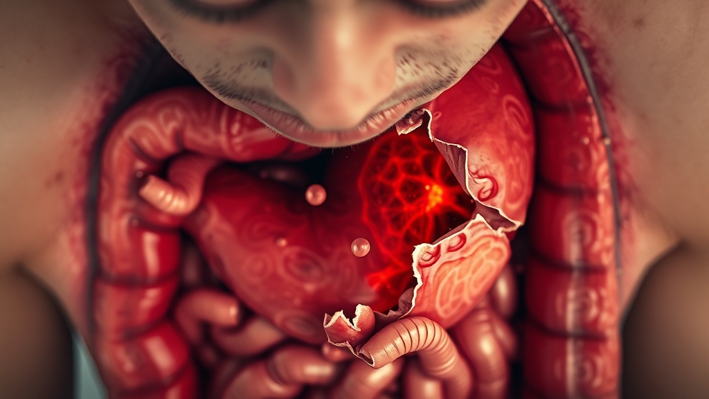 궤양, 왜 생기는 걸까요? (realistic 스타일)