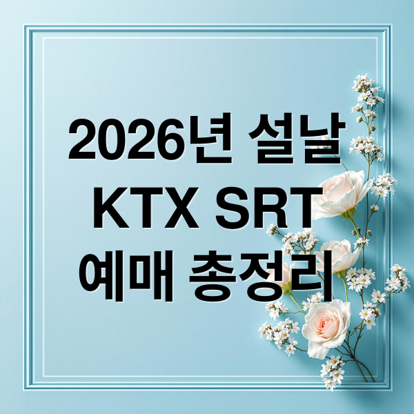 2026년 설날
KTX SRT
예매 총정리 (설날 KTX 예매)