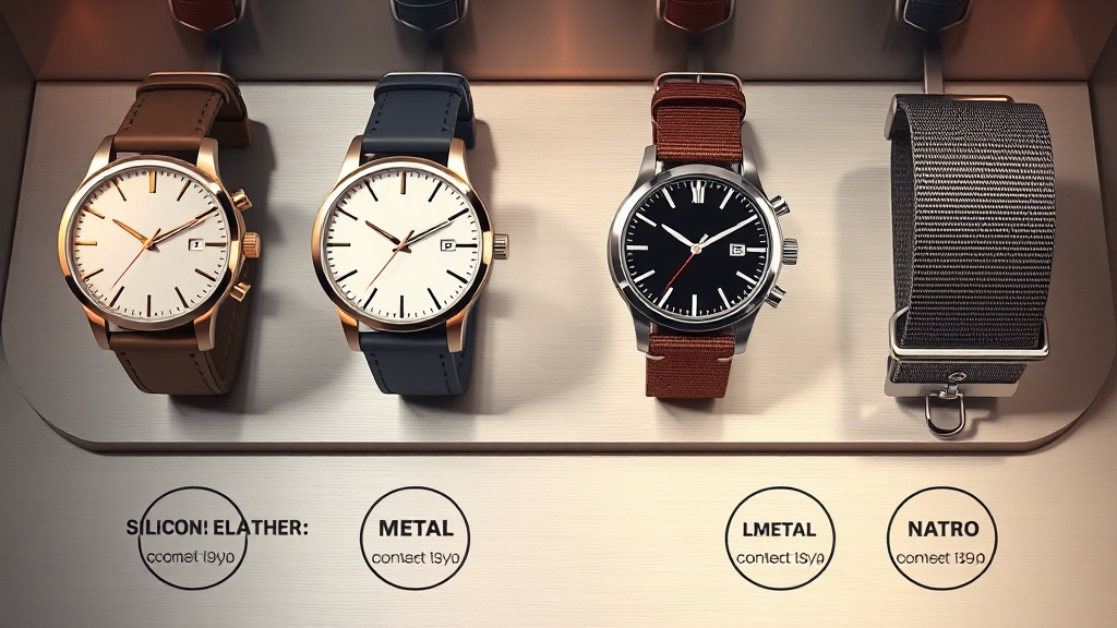 스트랩 재질별 가격 비교 (illustration 스타일)