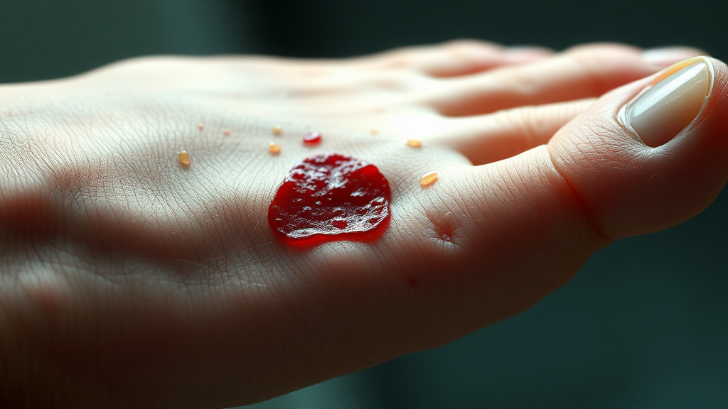 상처 치유 지연과 피부 감염: 당뇨병의 경고 (realistic 스타일)