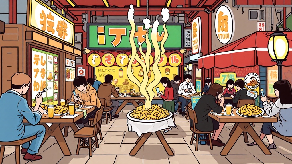 가성비 최고: 난바 쿠시카츠 맛집 (cartoon 스타일)
