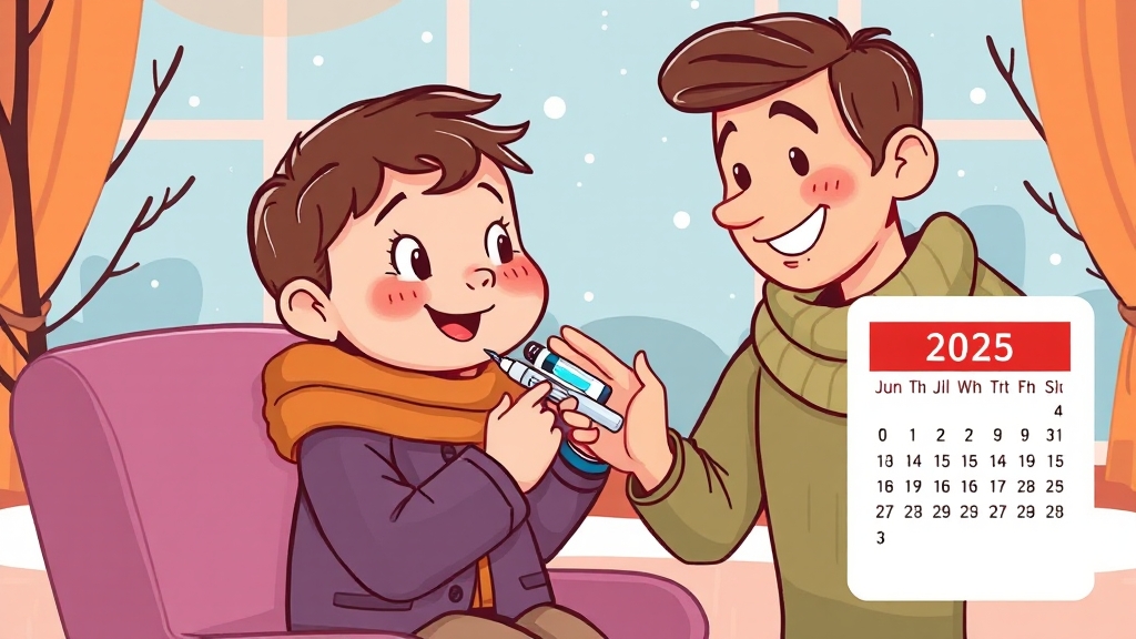 2025 예방접종 시기 및 대상 (cartoon 스타일)