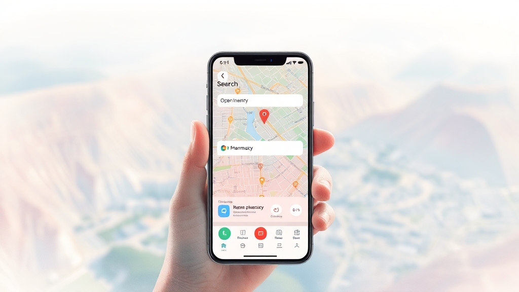 네이버 지도 & 앱: 내 주변 약국 찾기 (watercolor 스타일)