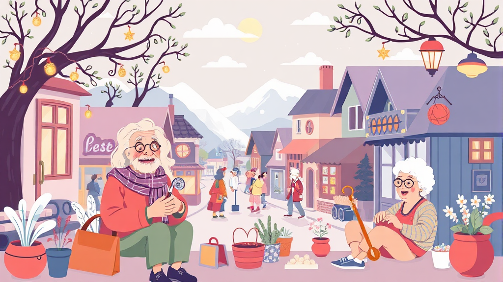 실버타운 입주 후 달라지는 생활 (illustration 스타일)