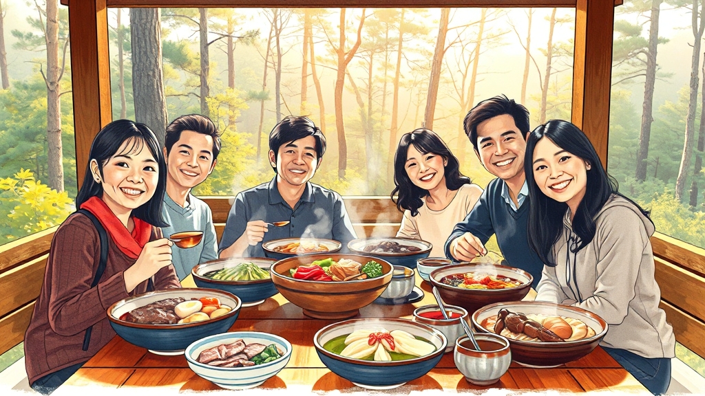 금산자연휴양림 주변 맛집 (illustration 스타일)