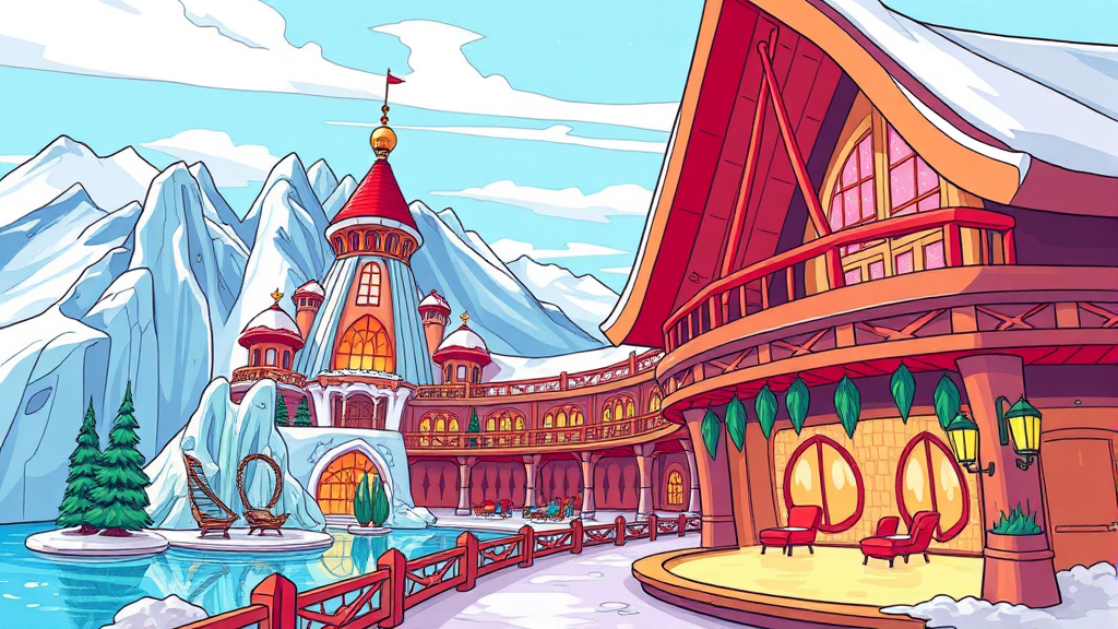 인스파이어 리조트: 동화 속 얼음 궁전의 매력 (cartoon 스타일)
