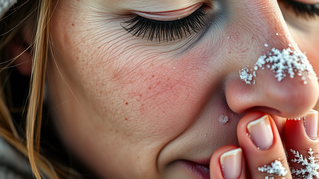 가려움증 주범, 피부 장벽 손상 (realistic 스타일)