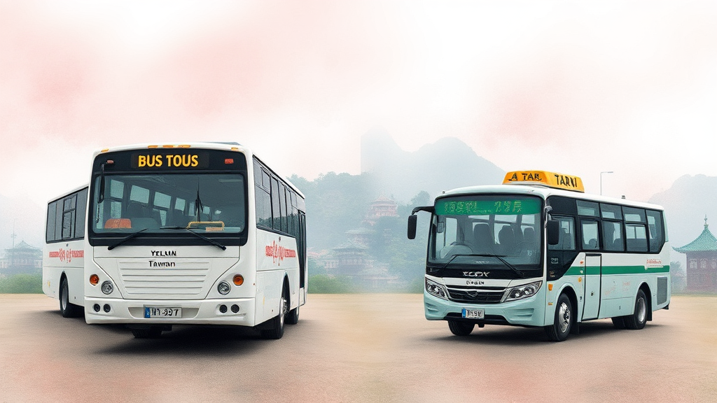 교통수단 비교: 버스투어 vs 택시투어, 당신의 선택은? (watercolor 스타일)