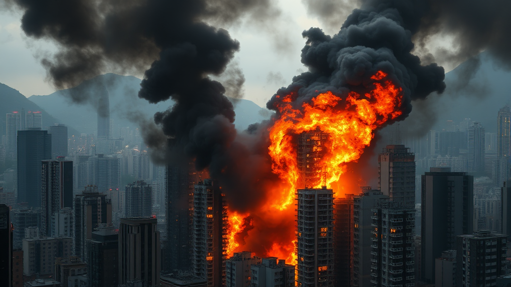 홍콩 화재 참사: 개요 및 현황 (realistic 스타일)