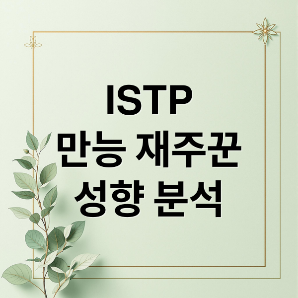 ISTP
만능 재주꾼
성향 분석 (ISTP 특징)