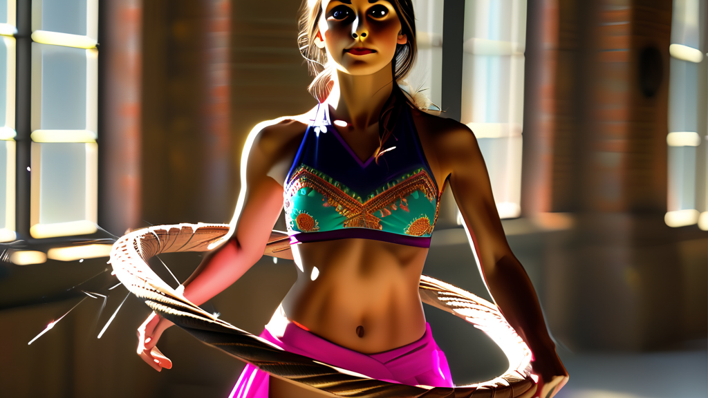 훌라후프 운동 시 주의사항과 올바른 자세 (realistic 스타일)