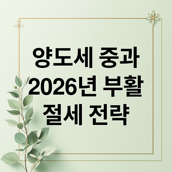 양도세 중과
2026년 부활
절세 전략 (2026 양도세 중과 부활)