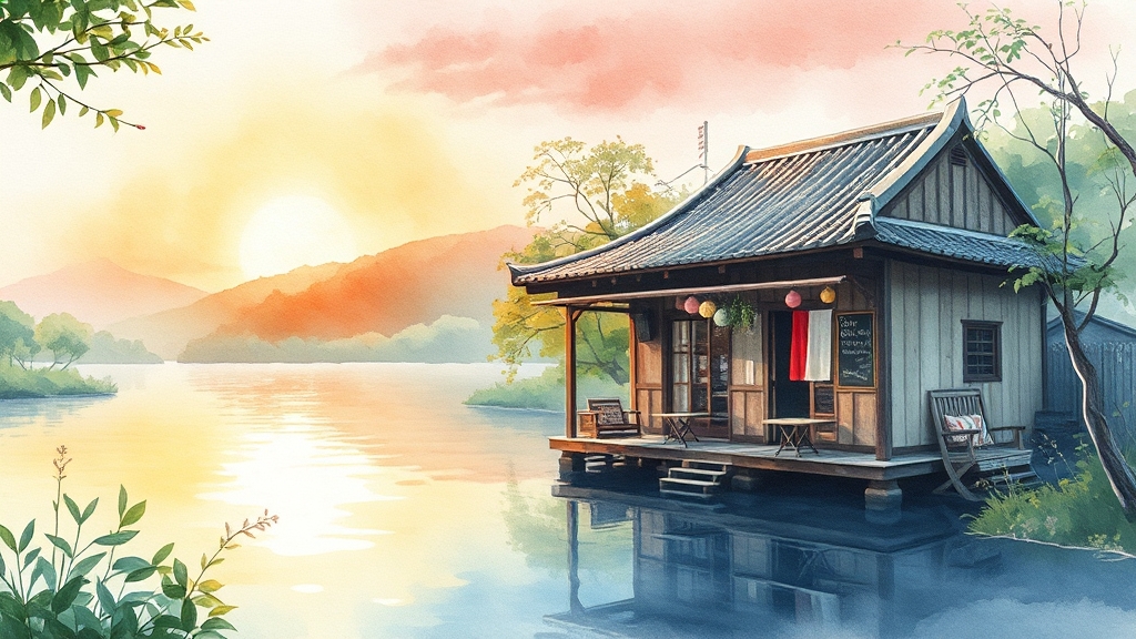 보천호수마을 실제 위치 & 특징 (watercolor 스타일)