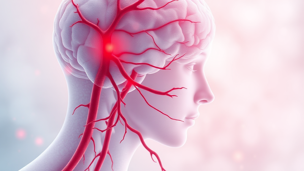 경동맥 질환과 뇌졸중의 관계 (watercolor 스타일)