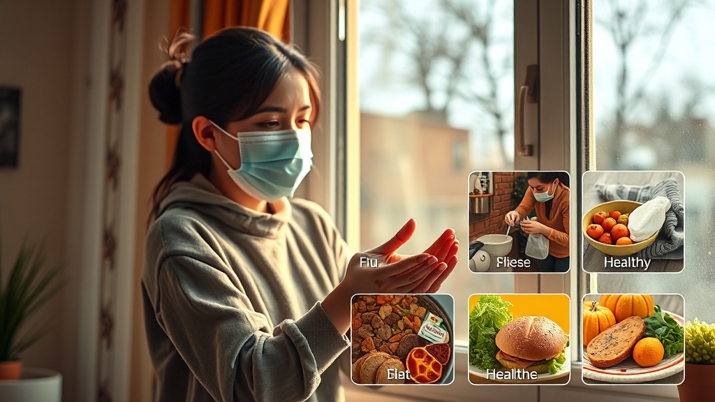 생활 속 독감 예방 실천법 (realistic 스타일)