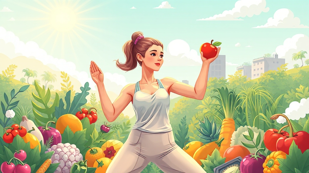 피부 노화 방지를 위한 운동과 관리 (illustration 스타일)