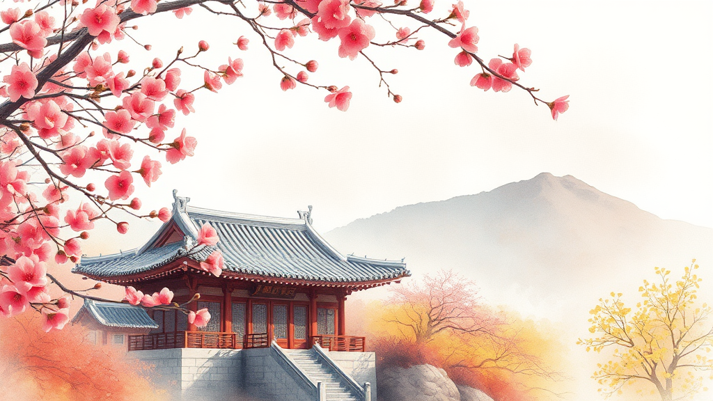 도심 속 특별한 봄꽃, 봉은사와 응봉산 (watercolor 스타일)