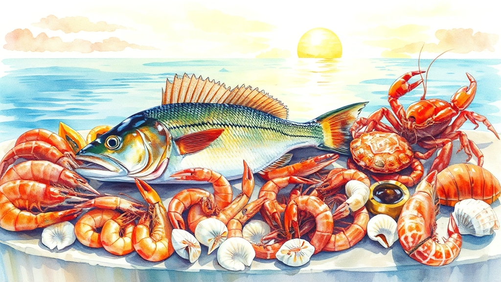 여름 해산물, 제철 맞이 추천 (watercolor 스타일)