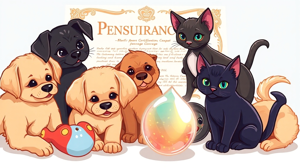 펫보험 종류 및 보장 범위 (cartoon 스타일)