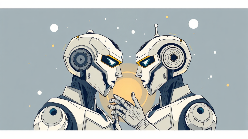 로봇 시대의 대비: 사회적 합의와 새로운 노동의 가치 (illustration 스타일)