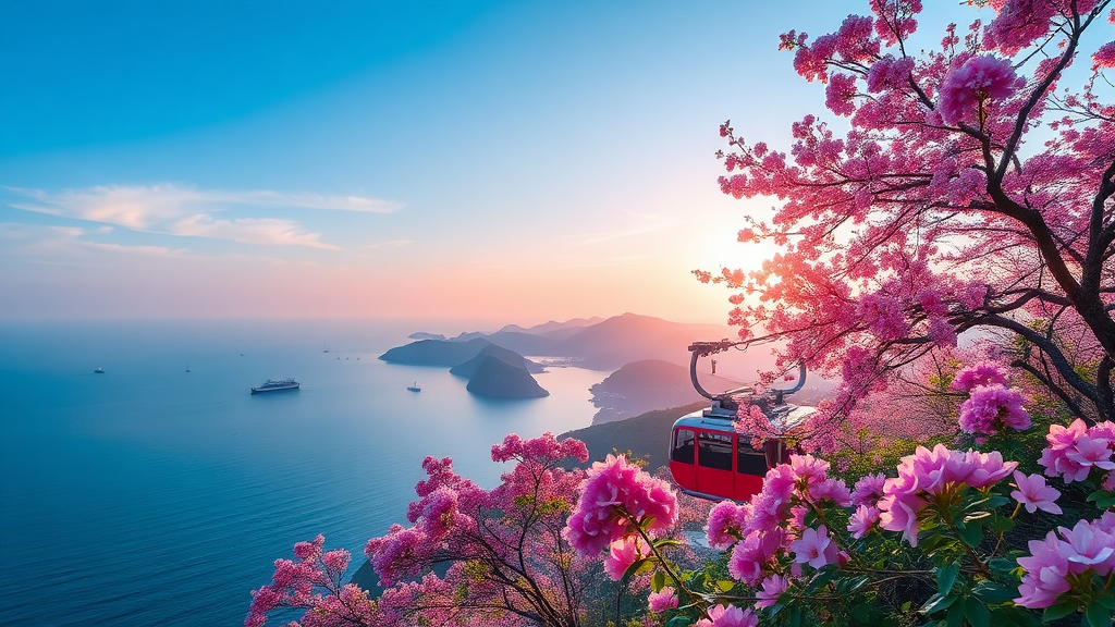 영취산 주변 볼거리와 여행 코스 추천 (realistic 스타일)