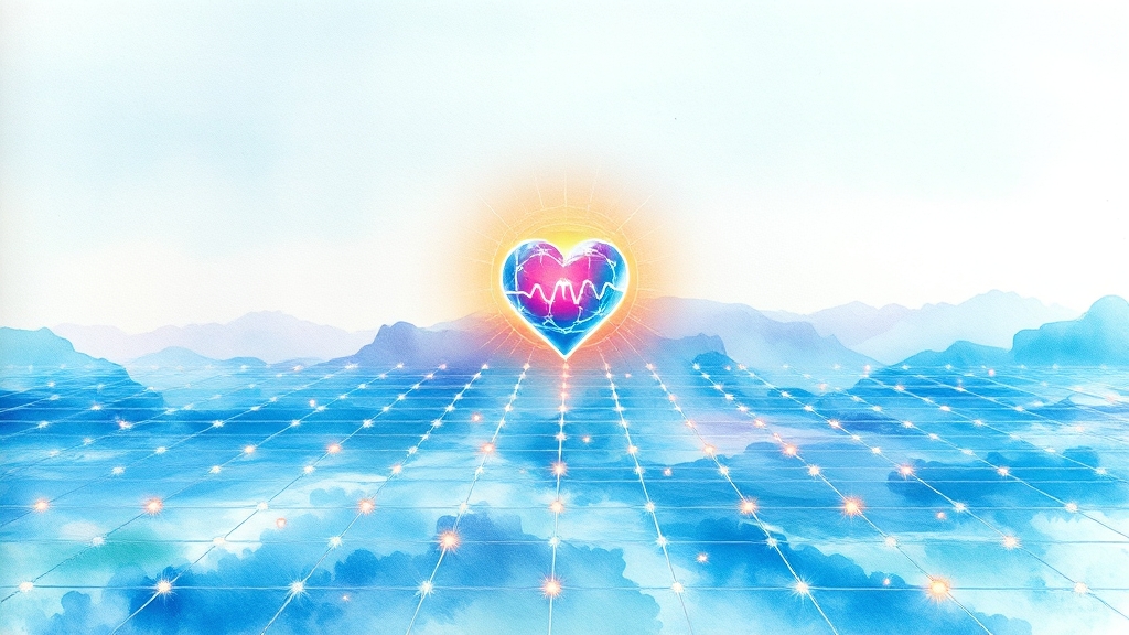 솔라나 블록체인 기술 장점 (watercolor 스타일)