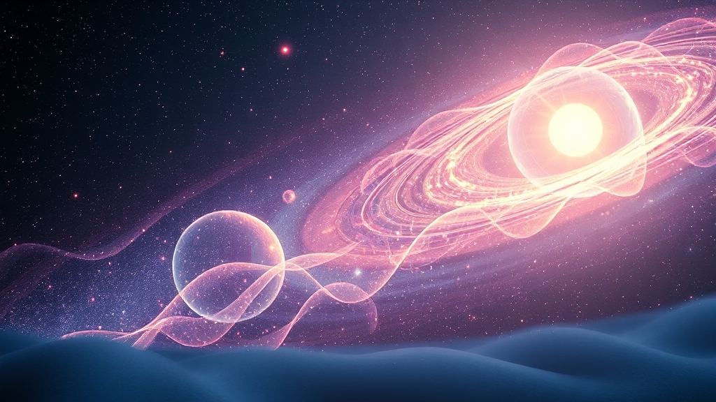 초기 우주의 모습과 진화 과정 (illustration 스타일)