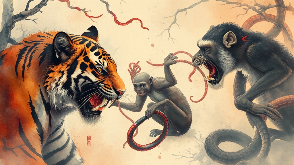 호랑이띠 상극: 피해야 할 띠는? (watercolor 스타일)