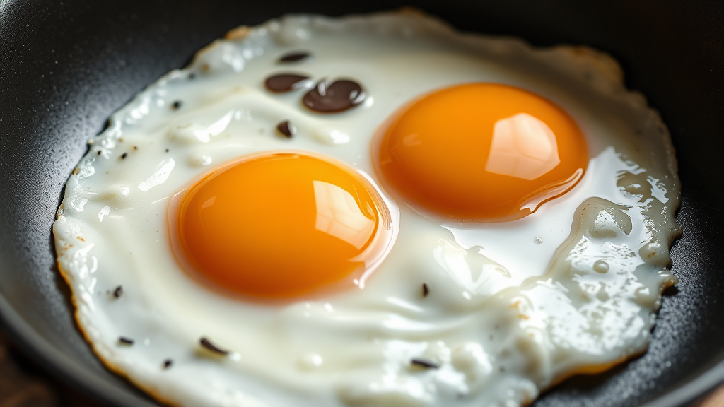 기름 없이도 완벽하게! 달라붙지 않는 계란 후라이 비법 (realistic 스타일)