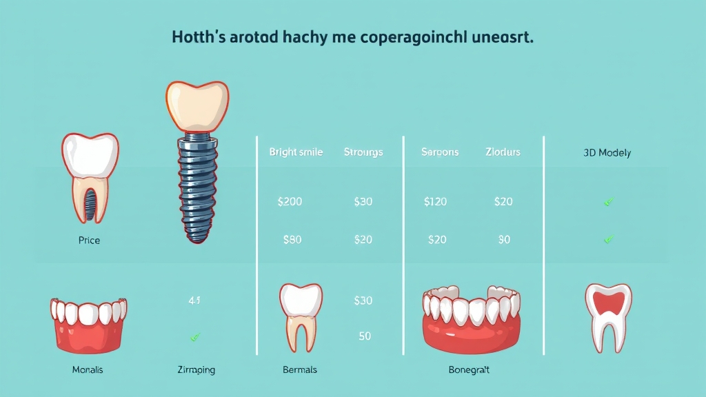 임플란트 종류별 가격 비교 (cartoon 스타일)