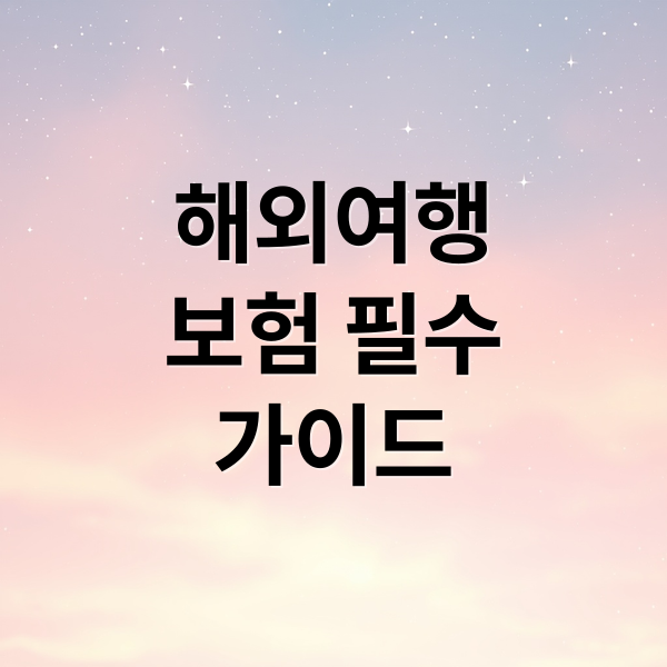 해외여행
보험 필수
가이드 (여행자보험 추천)