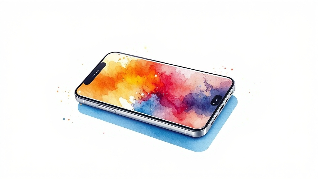 아이폰 에어: 얇고 가볍다 (watercolor 스타일)