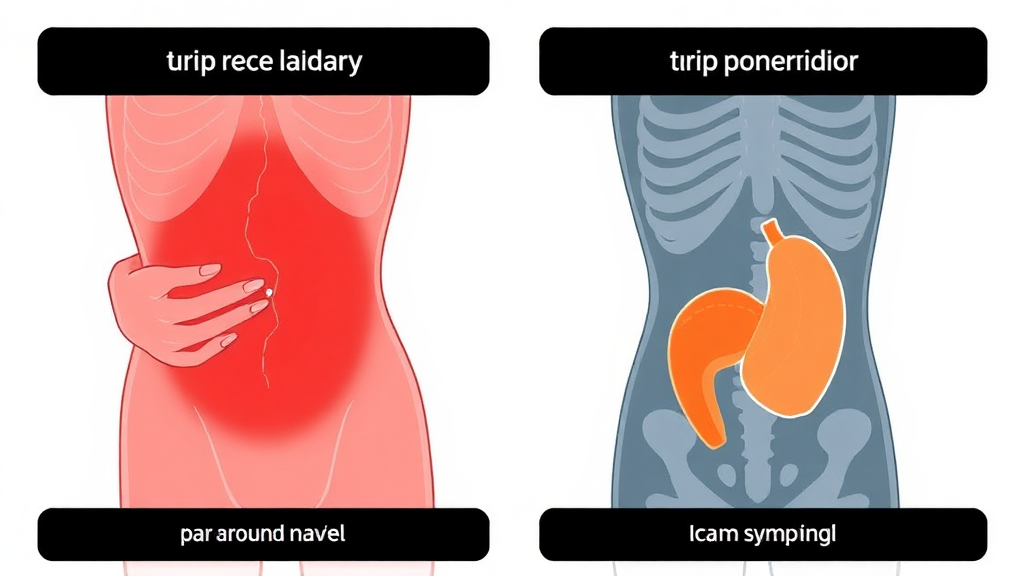 맹장염 초기 증상 (illustration 스타일)