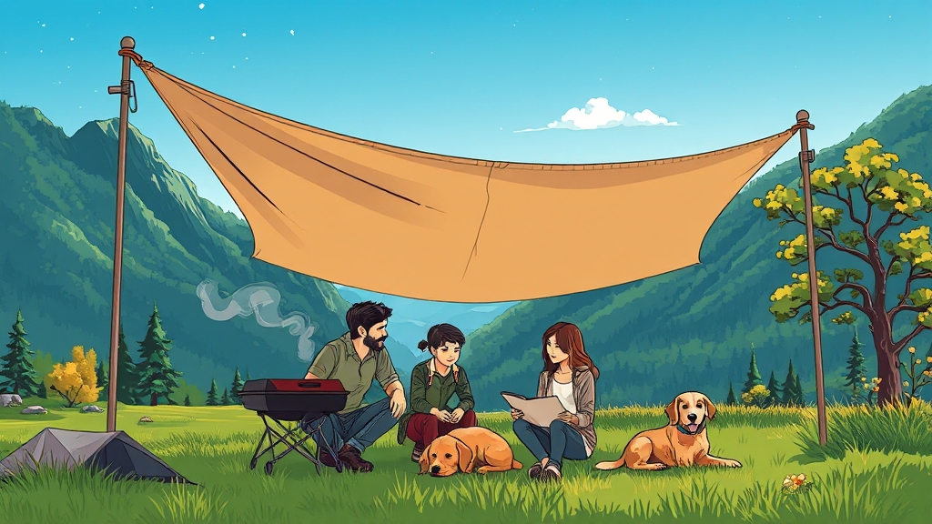 강원도 타프존 캠핑장 특징 (illustration 스타일)