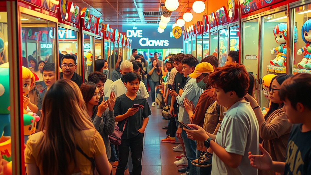 인형 뽑기 열풍, 현황과 사회적 영향 (realistic 스타일)