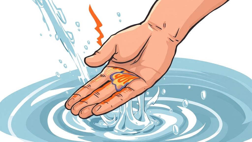 화상 응급처치: 즉시 냉각 (illustration 스타일)