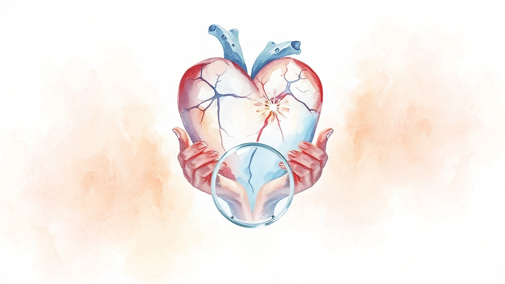 심낭압전 예방 노력 (watercolor 스타일)