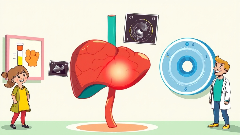 간암 조기 발견을 위한 검사 방법 (cartoon 스타일)