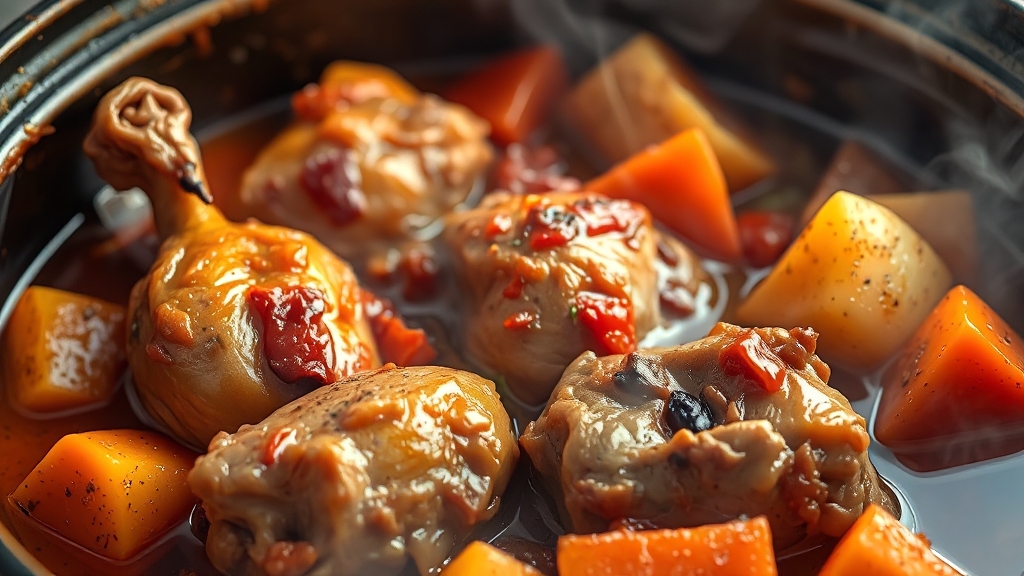 닭과 야채 끓이기 (realistic 스타일)