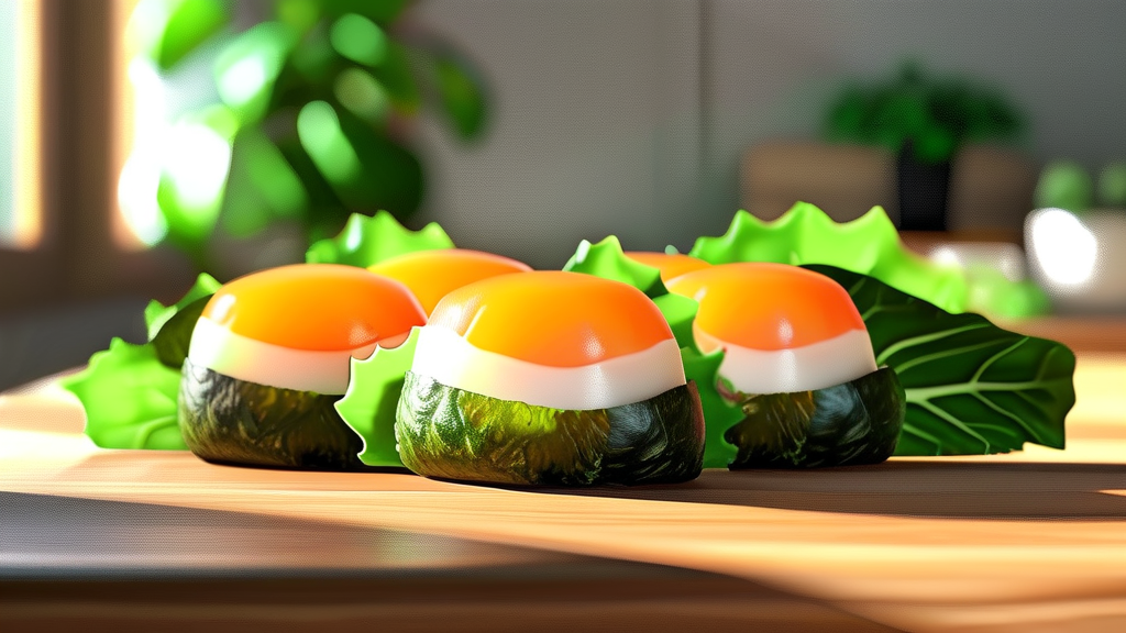 궁채나물 활용한 다양한 김밥 레시피 아이디어 (realistic 스타일)
