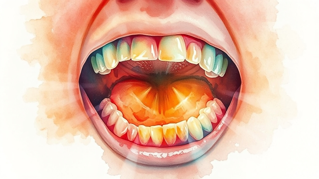 편도결석과 구취 관계 (watercolor 스타일)