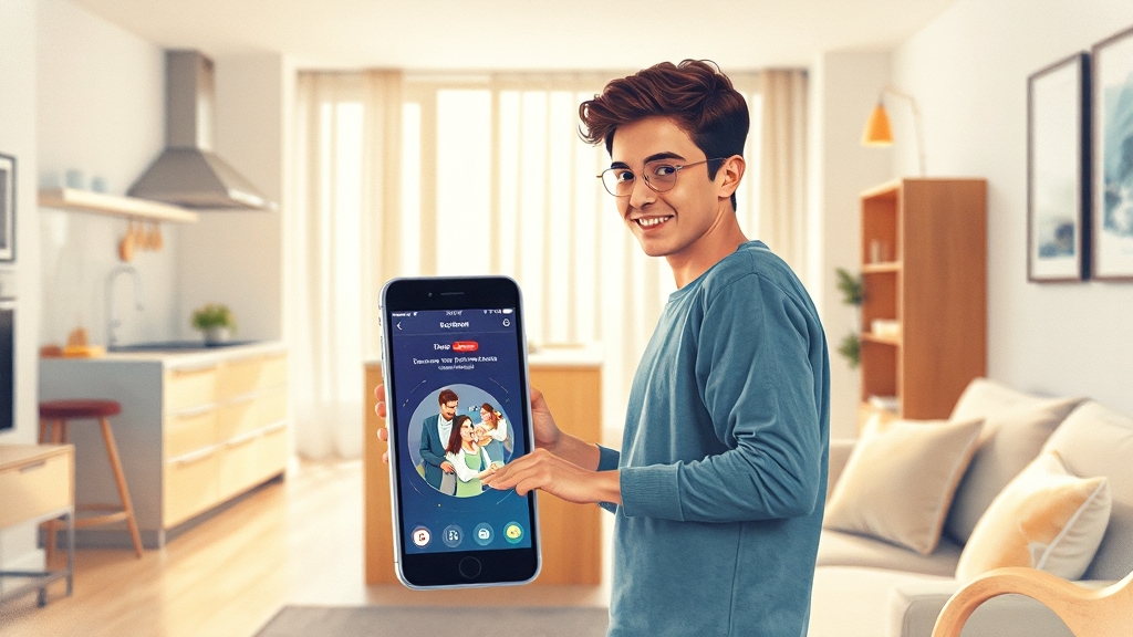 1인 가구와 부동산 앱 (watercolor 스타일)