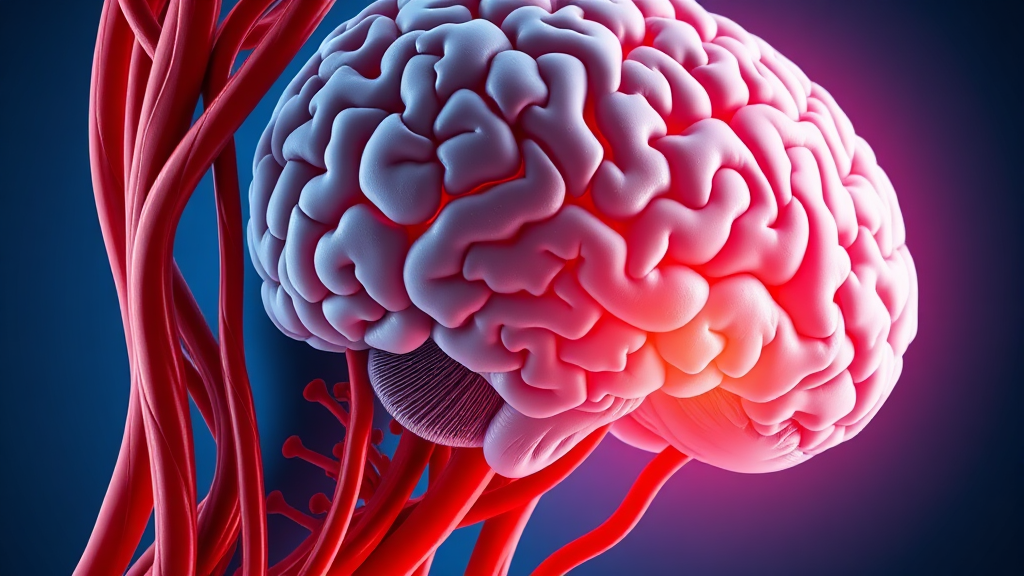 경동맥, 뇌 혈액 공급 핵심 통로 (realistic 스타일)