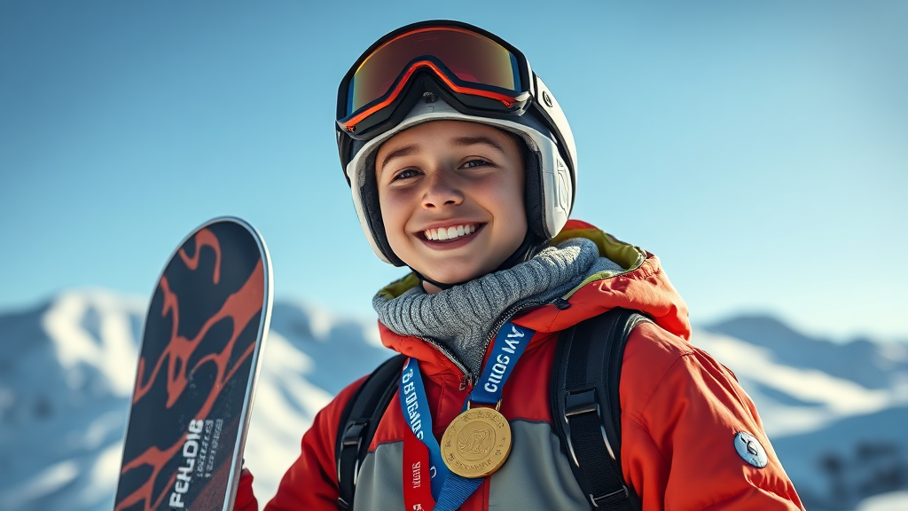 최가온 프로필: 2026년 동계 올림픽 금메달리스트 (realistic 스타일)