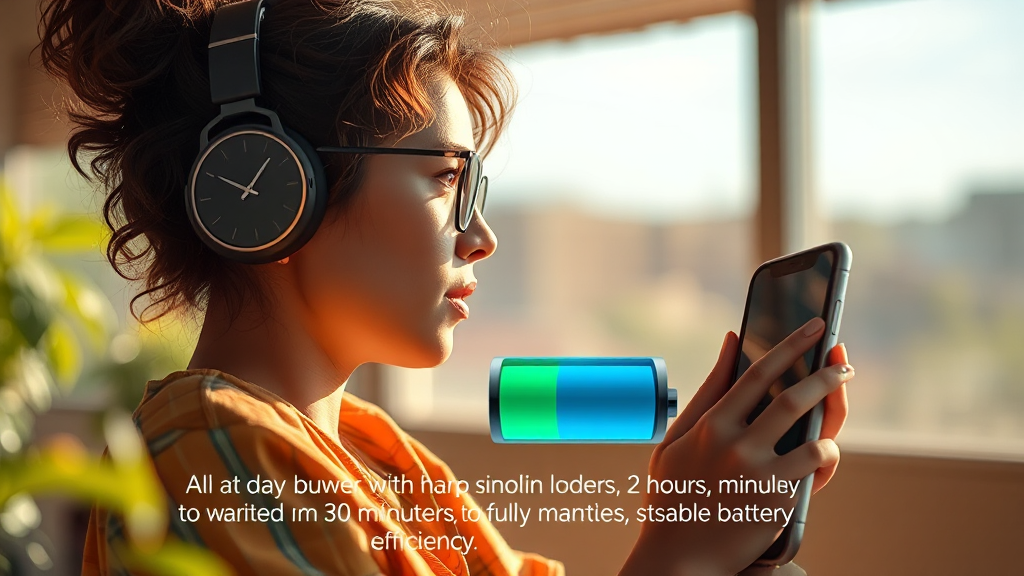 배터리 성능 및 사용 시간 (realistic 스타일)