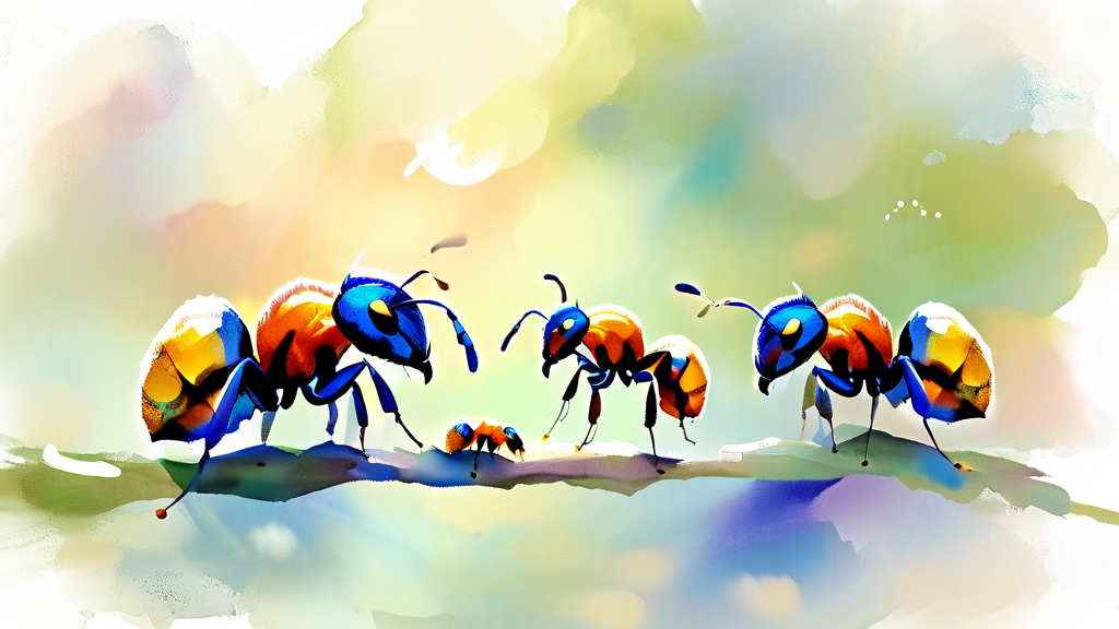 개미 꿈, 현실의 노력과 연결되는 심리적 의미 (watercolor 스타일)