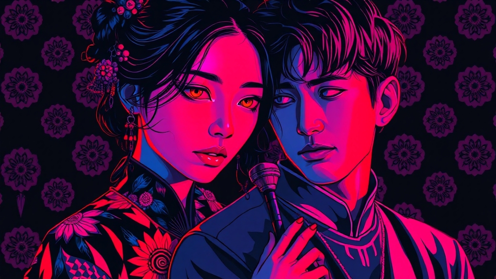 주요 등장인물과 그들의 갈등 (popart 스타일)