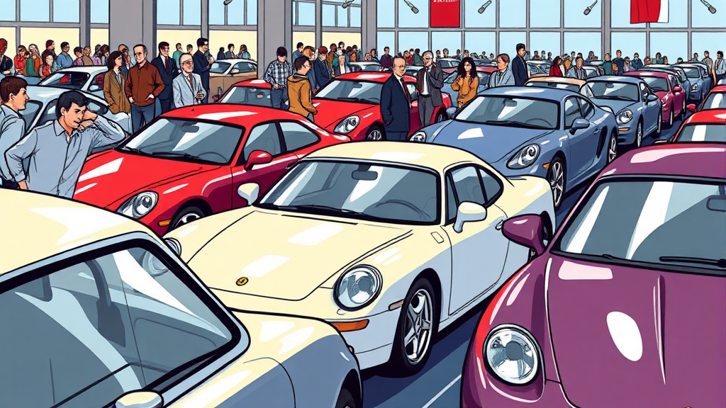 자동차 공매 참여 방법 (cartoon 스타일)