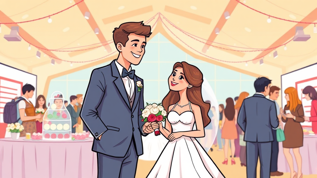 성공적인 웨딩박람회 방문을 위한 꿀팁 (cartoon 스타일)